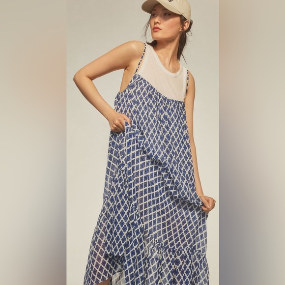 Anthropologie The Maeve Twofer Printed Tank Dress Medium Casual Pull Over Lined - Picture 12 of 13